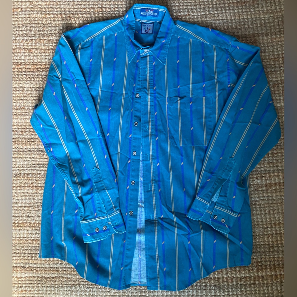 Mareh mens button front shirt SZ Medium relaxed fit 90s cotton